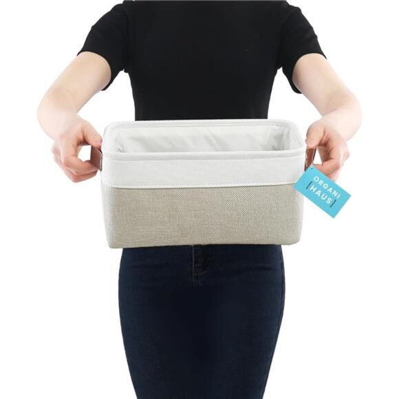 OrganiHaus Small Fabric Storage Baskets for Shelves 3 Pack, 12x8in Closet - Picture 4 of 7